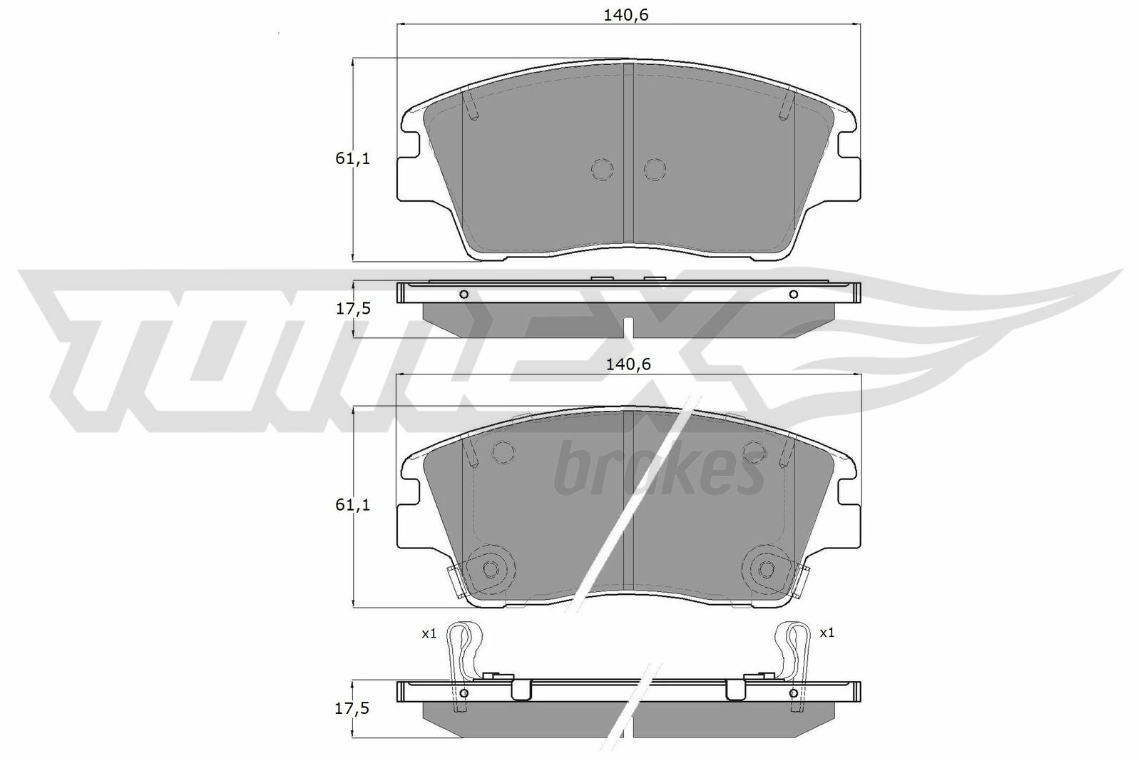 Sada brzdových destiček, kotoučová brzda TOMEX Brakes